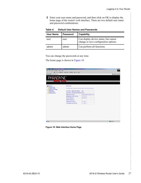 6218-I2 Wireless Router User's Guide - Zhone Technologies