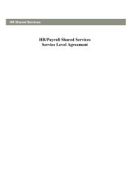 HR/Payroll Shared Services Service Level Agreement