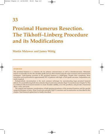 33 Proximal Humerus Resection. The Tikhoff–Linberg ... - Sarcoma.org