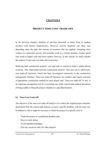 CHAPTER 8 PROJECT TIME-COST TRADE-OFF