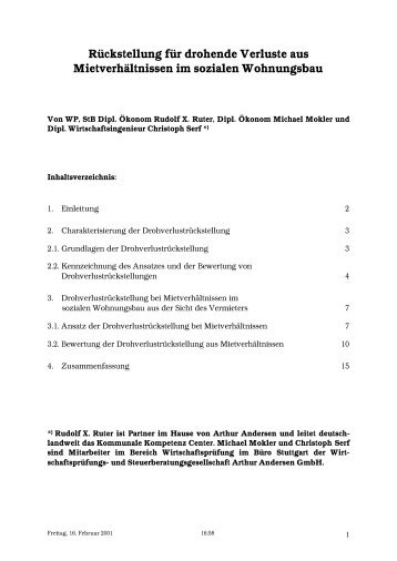 RÃ¼ckstellung fÃ¼r drohende Verluste aus ... - Rudolf X. Ruter