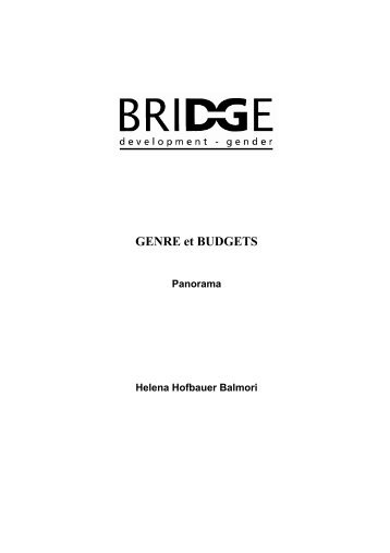 GENRE et BUDGETS - Bridge - Institute of Development Studies