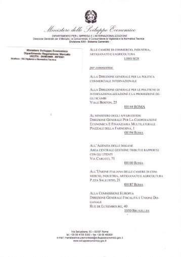 Disposizioni per il rilascio da parte delle - Camera di Commercio
