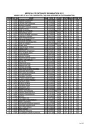 MEDICAL PG ENTRANCE EXAMINATION 2011