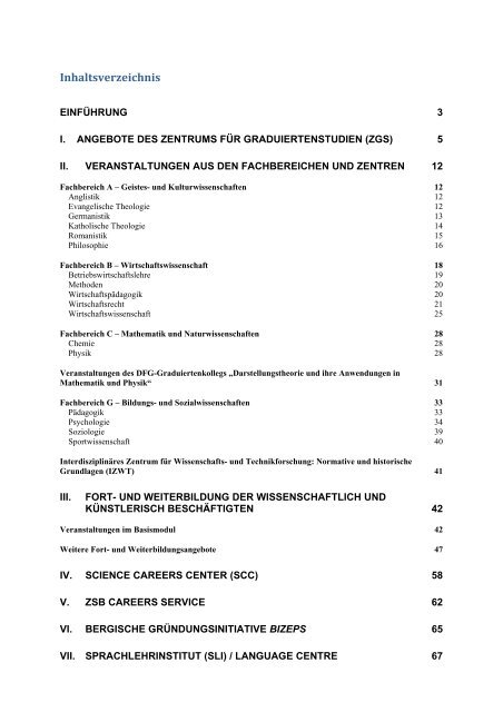 VII. Sprachlehrinstitut (SLI) / Language Centre - ZGS - Bergische ...