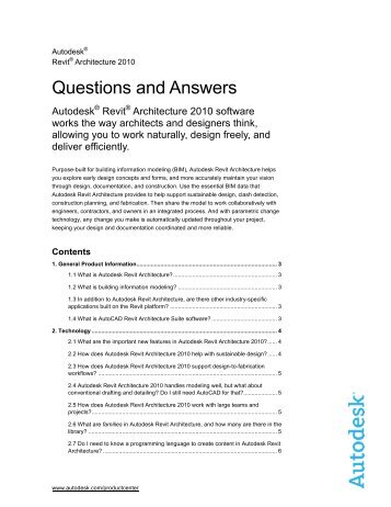 Autodesk Revit Architecture 2010 Questions and Answers