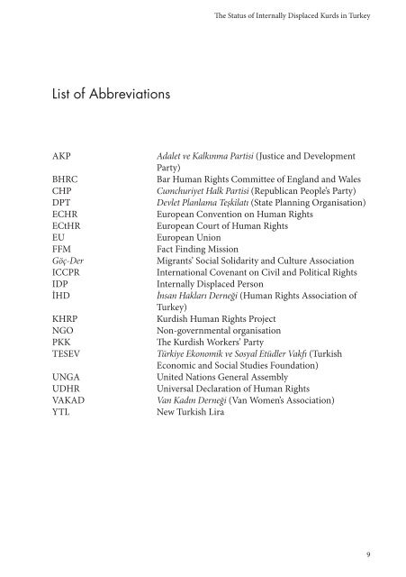 The Status of Internally Displaced Kurds in Turkey: - Kurdish Human ...