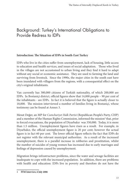 The Status of Internally Displaced Kurds in Turkey: - Kurdish Human ...