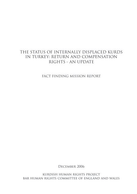 The Status of Internally Displaced Kurds in Turkey: - Kurdish Human ...