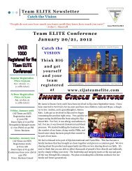Team ELITE Conference January 20/21, 2012 - Zija Team Elite