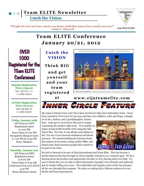 Team ELITE Conference January 20/21, 2012 - Zija Team Elite