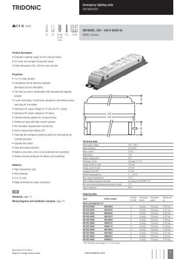 Emergency lighting units EM series EM BASIC, 230 â 240 V 50/60 ...