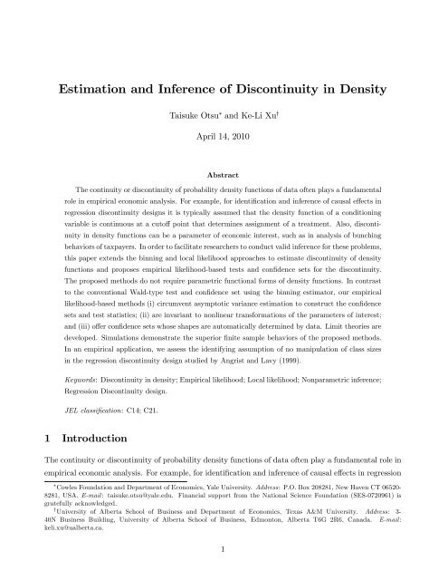 Estimation and Inference of Discontinuity in Density