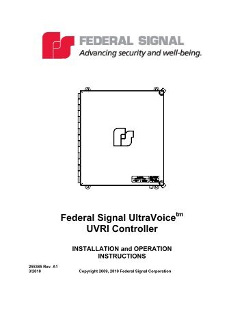 UltraVoice Remote Interface Manual - Federal Signal