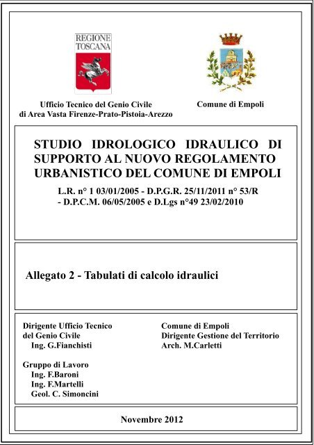studio idrologico idraulico di supporto al nuovo regolamento ...