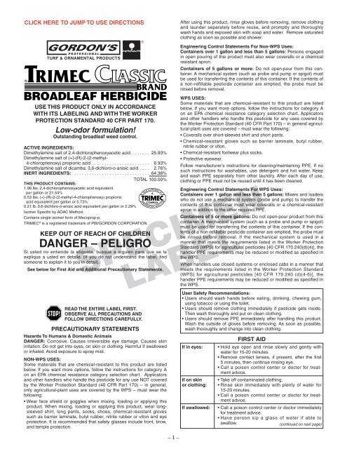 Trimec Classic Specimen Label - Golf Ventures