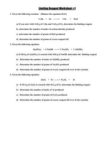 Worksheets Limiting Reagent Worksheet collection of limiting reagent worksheet sharebrowse sharebrowse