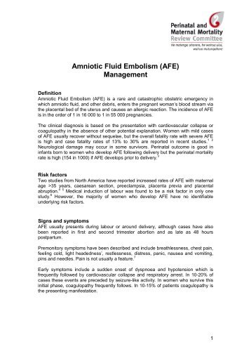 Management of Amniotic Fluid Embolism (99 KB, pdf) - Hqsc.govt.nz