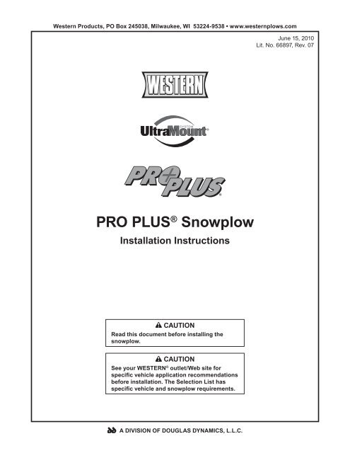 II PRO PLUS Snowplow #64750/64999/66901/66974/66980