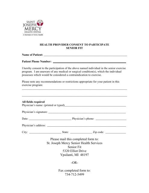 Consent Form - Saint Joseph Mercy Health System