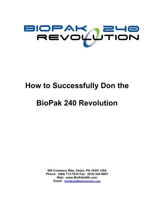 Donning Procedure - BioPak 240 Revolution