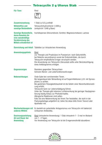 Tetracyclin 2 g Uterus Stab - Kon-Pharma GmbH