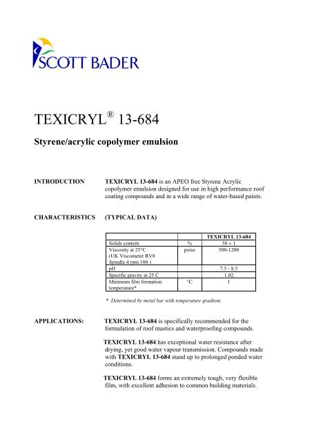 Data Sheet Texicryl 13-684 - Scott Bader