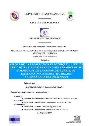 UNIVERSITE D'ANTANANARIVO - ThÃ¨ses malgaches en ligne