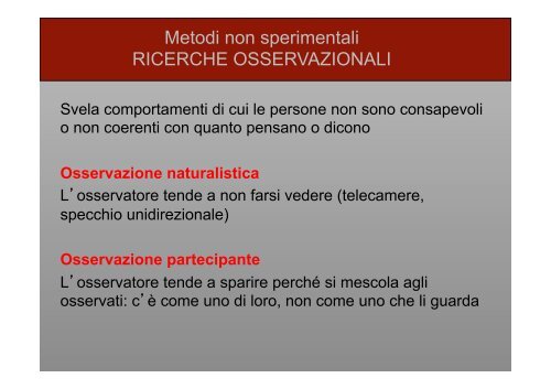 Metodi di ricerca in psicologia - Lettere e Filosofia