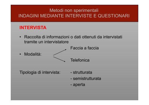 Metodi di ricerca in psicologia - Lettere e Filosofia