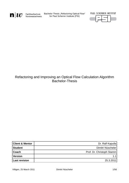 Refactoring and Improving an Optical Flow Calculation Algorithm ...