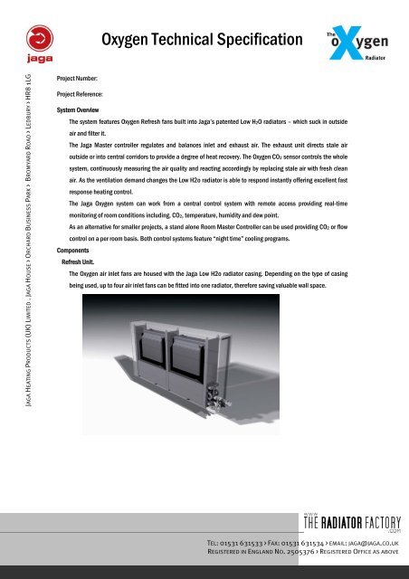 Oxygen Technical Specification - Jaga OXYGEN