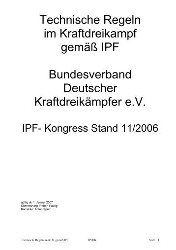 KDK-Regeln des IPF - Kraftdreikampf