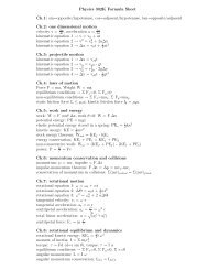 Physics 302K Formula Sheet Ch.1: sin=opposite/hypotenuse, cos ...