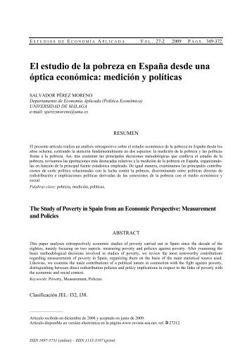 El estudio de la pobreza en EspaÃ±a desde una Ã³ptica econÃ³mica ...