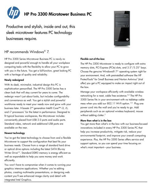 HP Pro 3300 Microtower Business PC