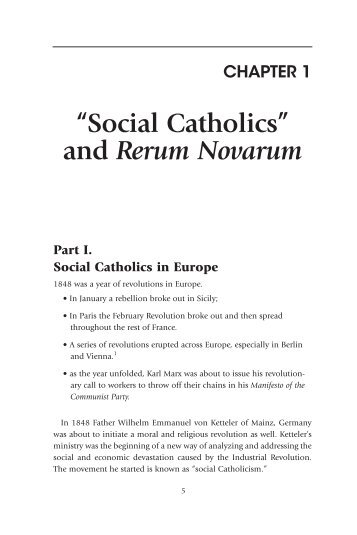 “Social Catholics” and Rerum Novarum - Pastoral Planning