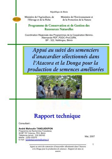 Rapport technique contrat nÂ°43-2007-TandjiÃ©kpon - Le Portail ...