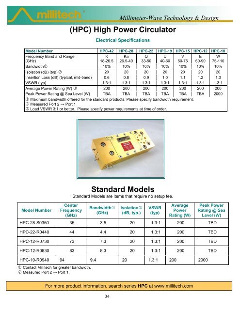 Download Millitech's Standard Products Catalog in Adobe .pdf format