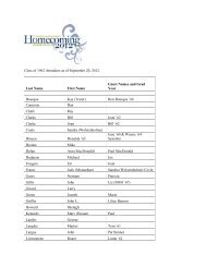 Class of 1962 Attendees as of September 20, 2012. Last Name First ...