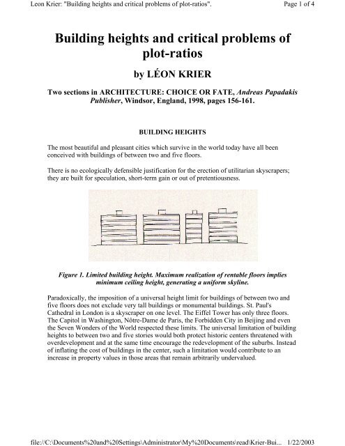 Building Heights And Critical Problems Of Plot Ratios Famu Soa Home