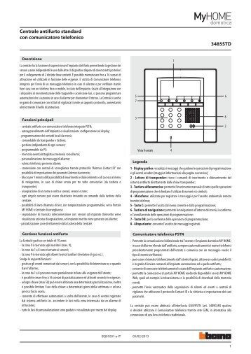 Scheda tecnica centrale - Professionisti BTicino
