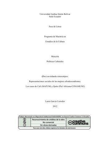 Universidad Andina Simón Bolívar Sede Ecuador Área de Letras ...