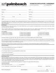 EXHIBITOR APPLICATION / AGREEMENT - Art Palm Beach