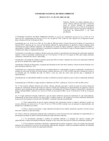 Resolução CONAMA 371/2006 - Ministério do Meio Ambiente
