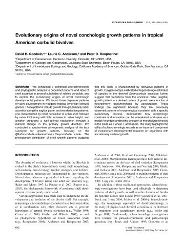 Evolutionary origins of novel conchologic growth patterns in tropical ...