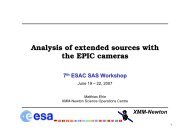 Analysis of extended sources with the EPIC cameras - XMM-Newton