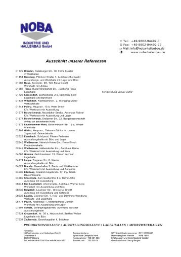 PDF-Download Referenzliste - NOBA Industrie- & Hallenbau GmbH