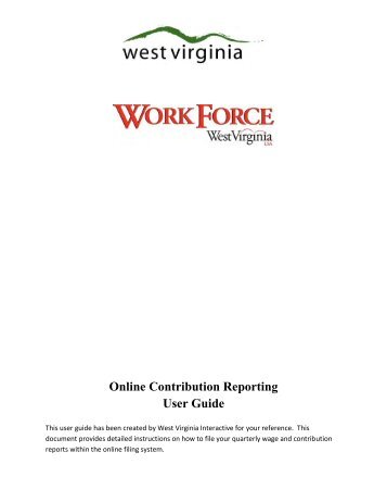 Online Contribution Reporting User Guide - West Virginia ...