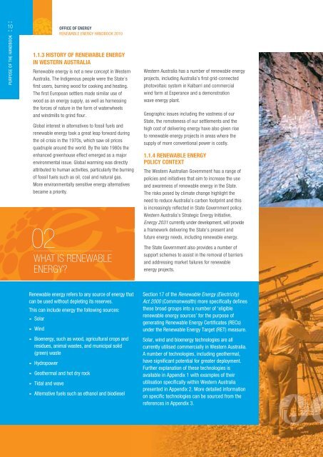 Renewable Energy Handbook 2010 - Department of Finance - The ...